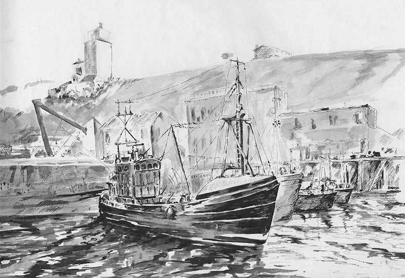 Shields Quay - Pen and Ink